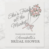 Rosa Blume Markt Frisches Brautparty Weinetikett (Einzelnes Label)