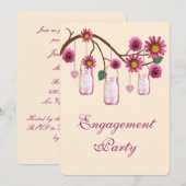 Rosa Blume Mason Jar Engagement Partei Einladung (Vorne/Hinten)