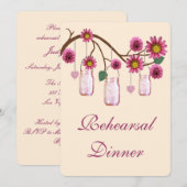 Rosa Blume Mason Jar Probe Abendessen Einladung (Vorne/Hinten)