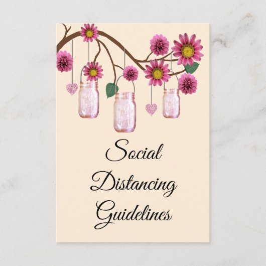 Rosa Blume Mason Jar Sicherheitsmaßnahmen Begleitkarte (Vorderseite)