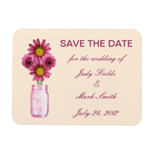 Rosa Blume Mason Jar Speichern Sie das Date Magnet