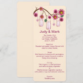 Rosa Blume Mason Jars Menükarte (Vorne/Hinten)