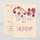 Rosa Blume Mason Jars Response Card Einladung (Vorne/Hinten)