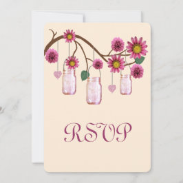 Rosa Blume Mason Jars Response Card Einladung