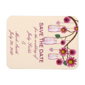 Rosa Blume Mason Jars Speichern das Datumsfenster Magnet (Horizontal)