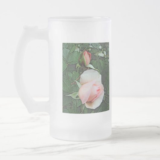 Rosa Blume Mattglas Bierglas (Links)