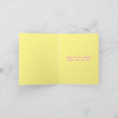 Rosa Blume Minimalistisch Danke, gelb Karte (Innenseite)