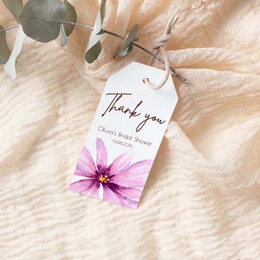 Rosa Blume Minimalistisch Danke Geschenkanhänger