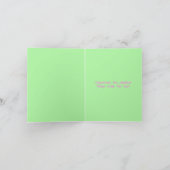 Rosa Blume Minimalistisch Danke, grün Karte (Innenseite)