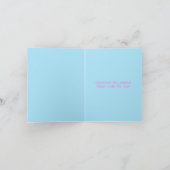 Rosa Blume Minimalistisch Vielen Dank in Light Blu Karte (Innenseite)