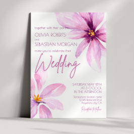 Rosa Blume Minimalistische Hochzeit Einladung