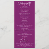 Rosa Blume Minimalistische Hochzeit Programm (Rückseite)