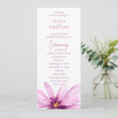 Rosa Blume Minimalistische Hochzeit Programm (Stehend Vorderseite)