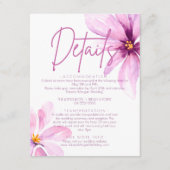 Rosa Blume Minimalistische Wasserfarben Hochzeitsd Begleitkarte (Vorderseite)