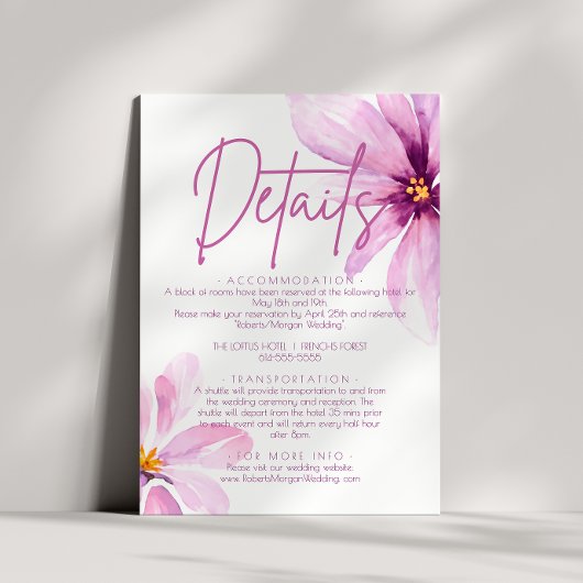 Rosa Blume Minimalistische Wasserfarben Hochzeitsd Begleitkarte