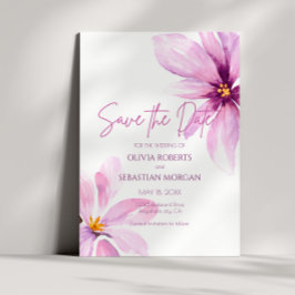 Rosa Blume Minimalistische Wasserfarbenhochzeit Save The Date