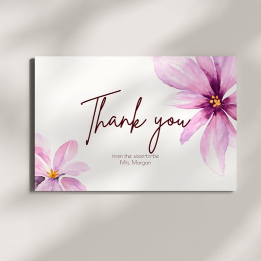 Rosa Blume Minimalistisches elegantes Brautparty Dankeskarte