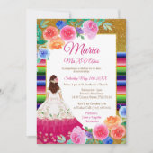 Rosa Blume Mis XV Anos Birthday Einladung (Vorderseite)