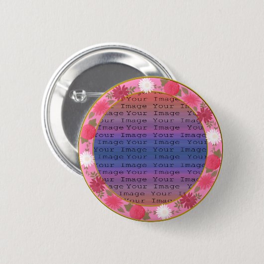 Rosa Blume mit benutzerdefiniertem Round-Button Button (Vorne & Hinten)