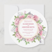 Rosa Blume mit Blumen Elegante Hochzeit Einladung (Vorderseite)