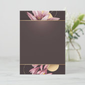 Rosa Blume mit braunem Banner Einladung (Stehend Vorderseite)