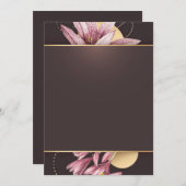 Rosa Blume mit braunem Banner Einladung (Vorne/Hinten)