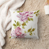 Rosa Blume mit floralen Aquarellen Kissen (Decke)