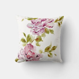 Rosa Blume mit floralen Aquarellen Kissen