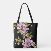 Rosa Blume mit floralen Aquarellen Tasche (Rückseite)