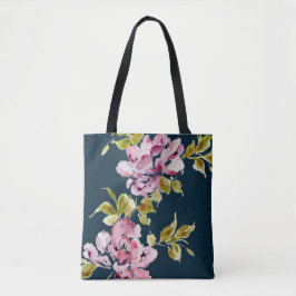 Rosa Blume mit floralen Aquarellen. Tasche