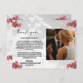 Rosa Blume mit Foto Danke Karte (Vorne/Hinten)