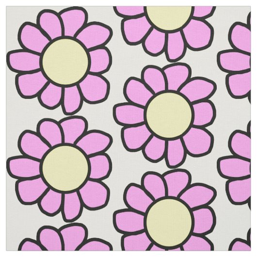 Rosa Blume mit gelber Mitte Stoff (Muster)