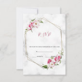 Rosa Blume mit Gold RSVP Karte (Vorderseite)