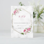 Rosa Blume mit Gold RSVP Karte (Stehend Vorderseite)