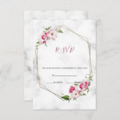 Rosa Blume mit Gold RSVP Karte (Vorne/Hinten)