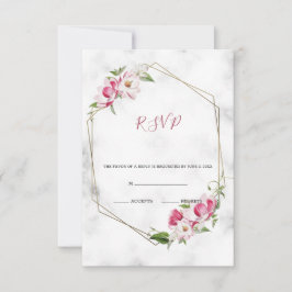 Rosa Blume mit Gold RSVP Karte
