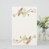 Rosa Blume mit Goldweinboden Briefpapier (Stehend Vorderseite)