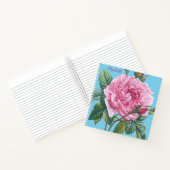 Rosa Blume mit grünem Blätter Monogramm Notizblock (Innenseite)