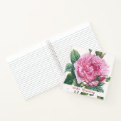Rosa Blume mit grünem Blätter Monogramm Notizblock (Innenseite)