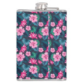 Rosa Blume mit grünen Blätter Partern-79066 Flachmann (Rückseite)