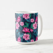 Rosa Blume mit grünen Blätter Partern-79066 Kaffeetasse (VorderseiteRechts)