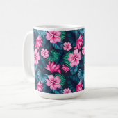 Rosa Blume mit grünen Blätter Partern-79066 Kaffeetasse (Vorderseite Links)