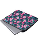 Rosa Blume mit grünen Blätter Partern-79066 Laptopschutzhülle (Vorne Knopf)