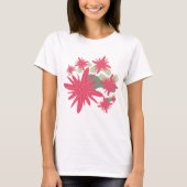 Rosa Blume mit grüner zufälliger Form T-Shirt (Vorderseite)