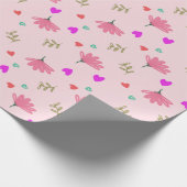 Rosa Blume mit Herz-Umschlagpapier Geschenkpapier (Ecke)