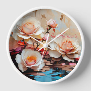 Rosa Blume mit Ihrem Namen Uhr