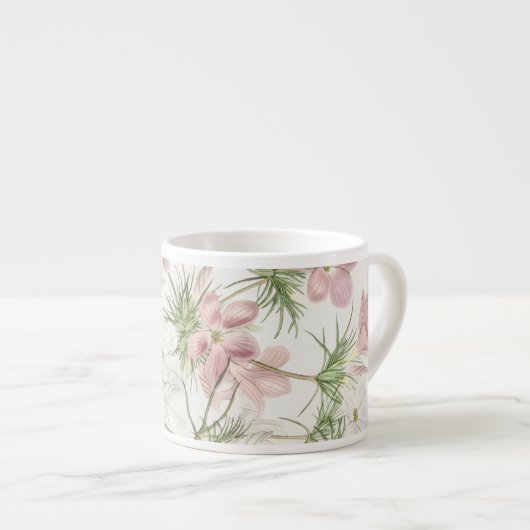 Rosa Blume mit Kiefer Espresso-Tasse Espressotasse (Vorderseite Rechts)