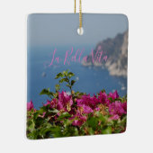Rosa Blume mit Meerblick auf Capri, Italien Keramikornament (Rechts)