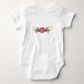 Rosa Blume mit Monogramm Baby Strampler (Rückseite)