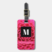 Rosa Blume mit Monogramm Gepäckanhänger (Vorderseite vertikal)